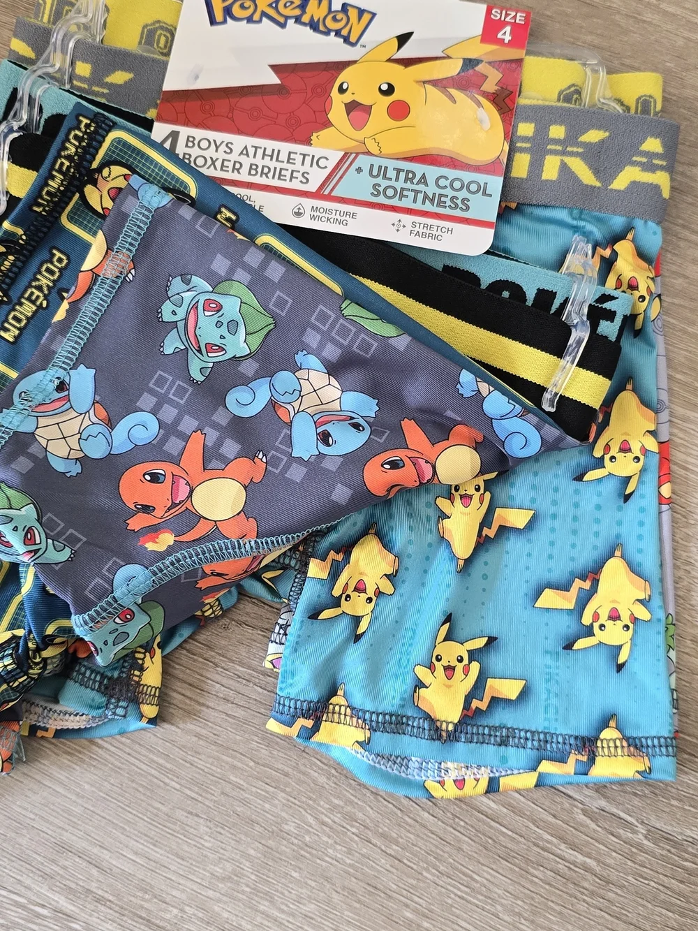 Boys' Pikachu Blue Athletic Boxer Briefs - Size 4